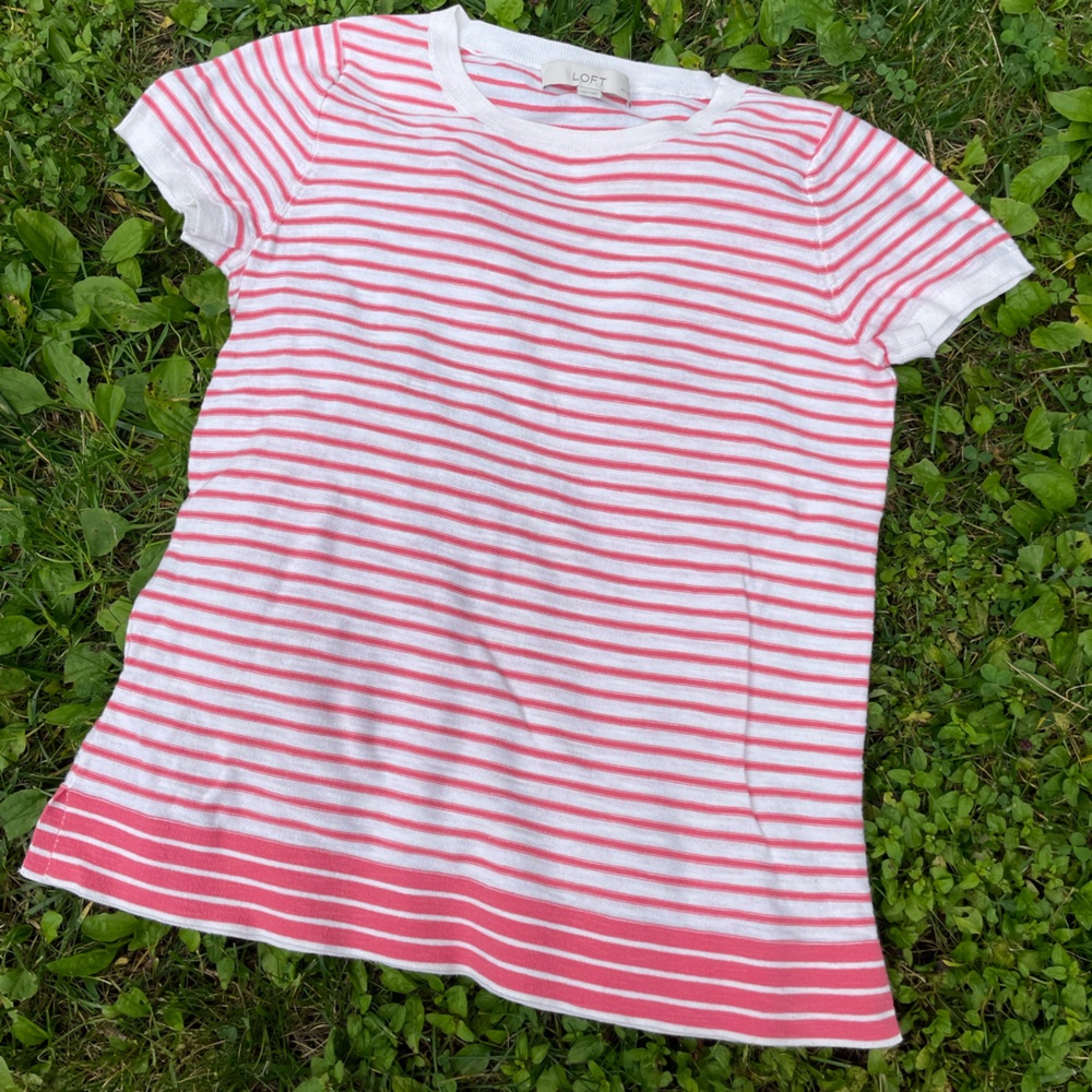 Pink and cream striped sweater